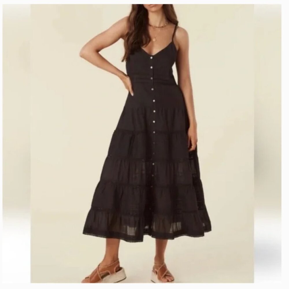 Spell Organic Cotton Dove Lace Strappy Dress XS